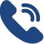 A blue telephone receiver icon, tilted diagonally on a transparent background.