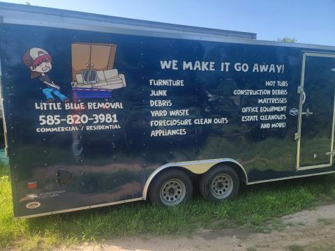 black junk removal trailer for little blue removal