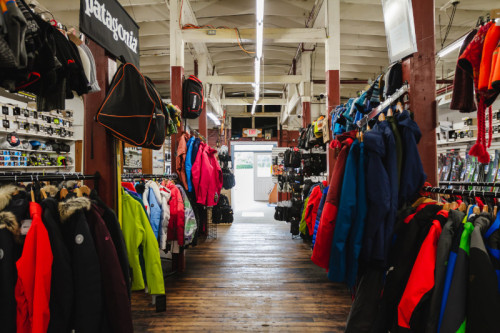 interior store with ski coats