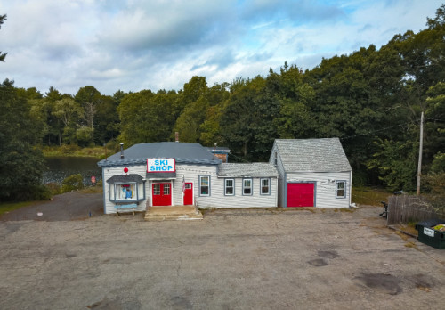 wide shot of ski shop