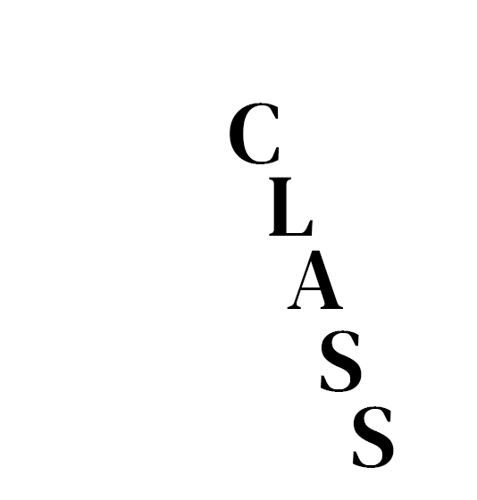 Large white letter A with the word class written on it in black font.