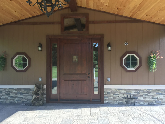 custom wooden entry door and windows