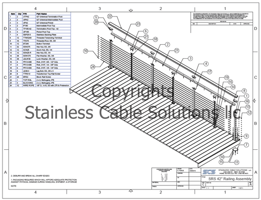 Stainless Railing Assembly Drawing