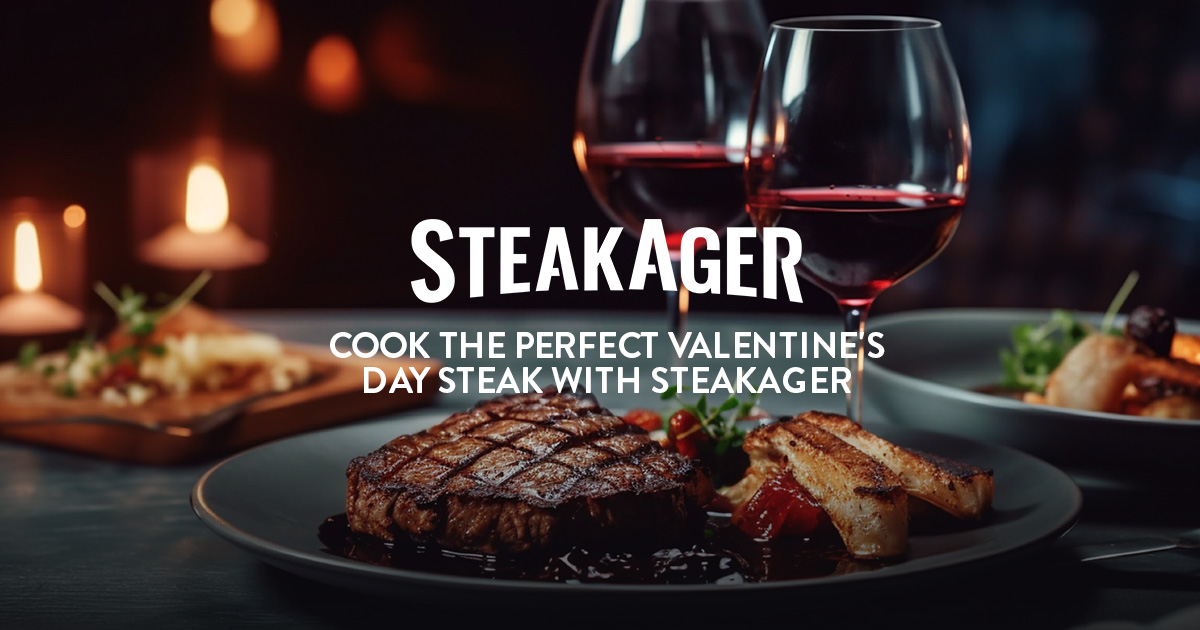 romantic steak dinner with red wine