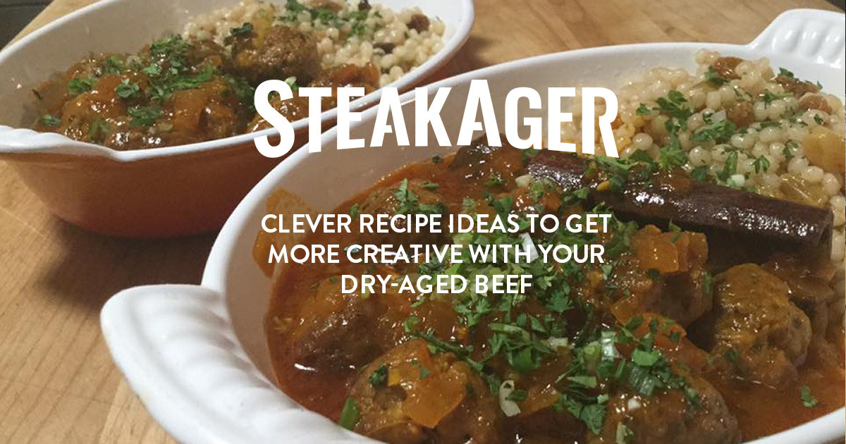 steak recipe in white casserole dish