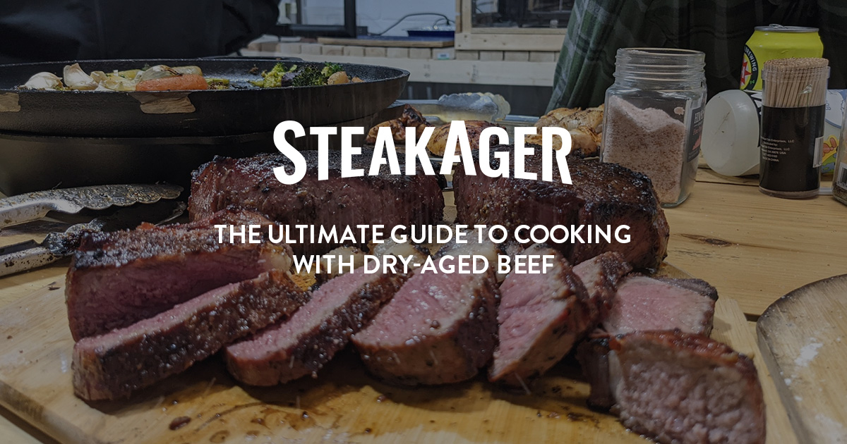 grilled dry aged steak cut into slices