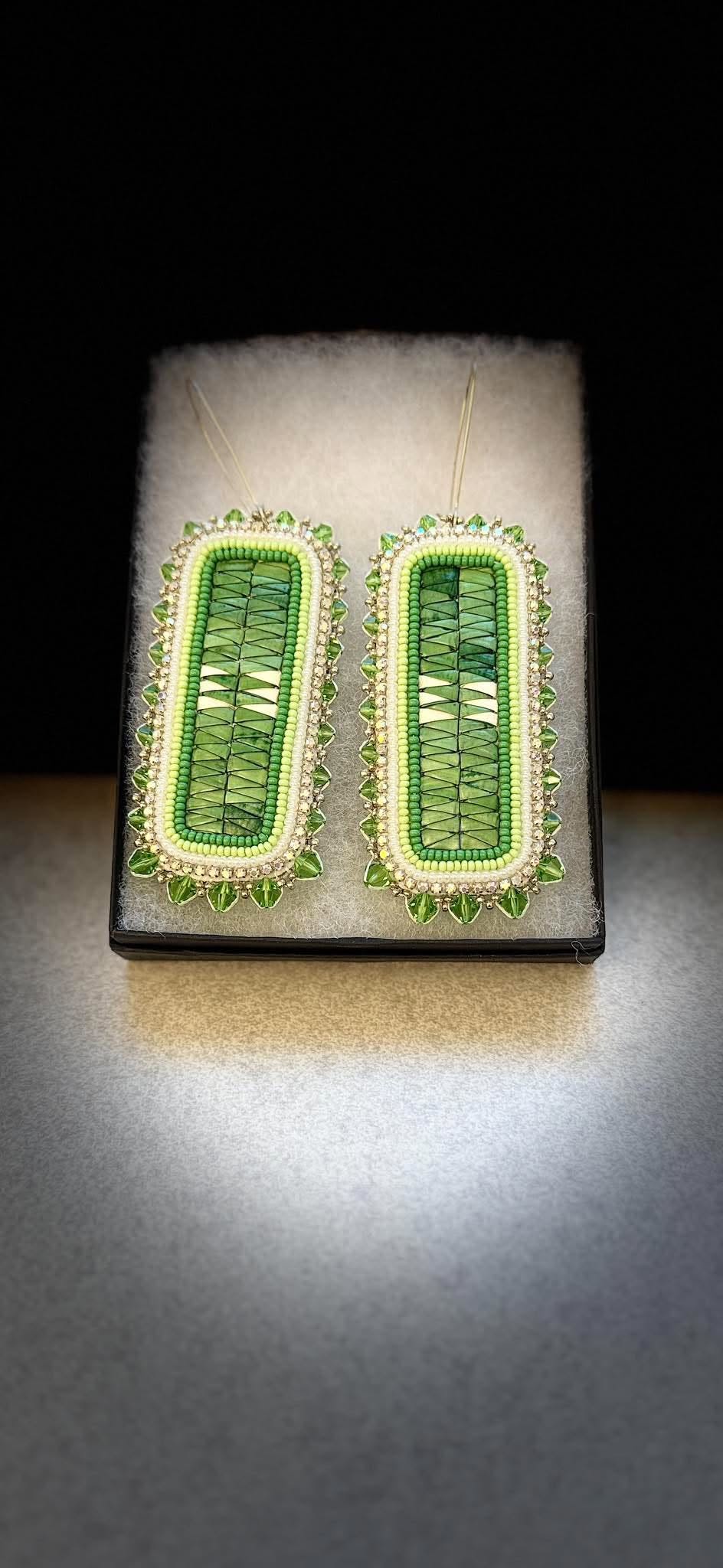 KSG green quill earrings