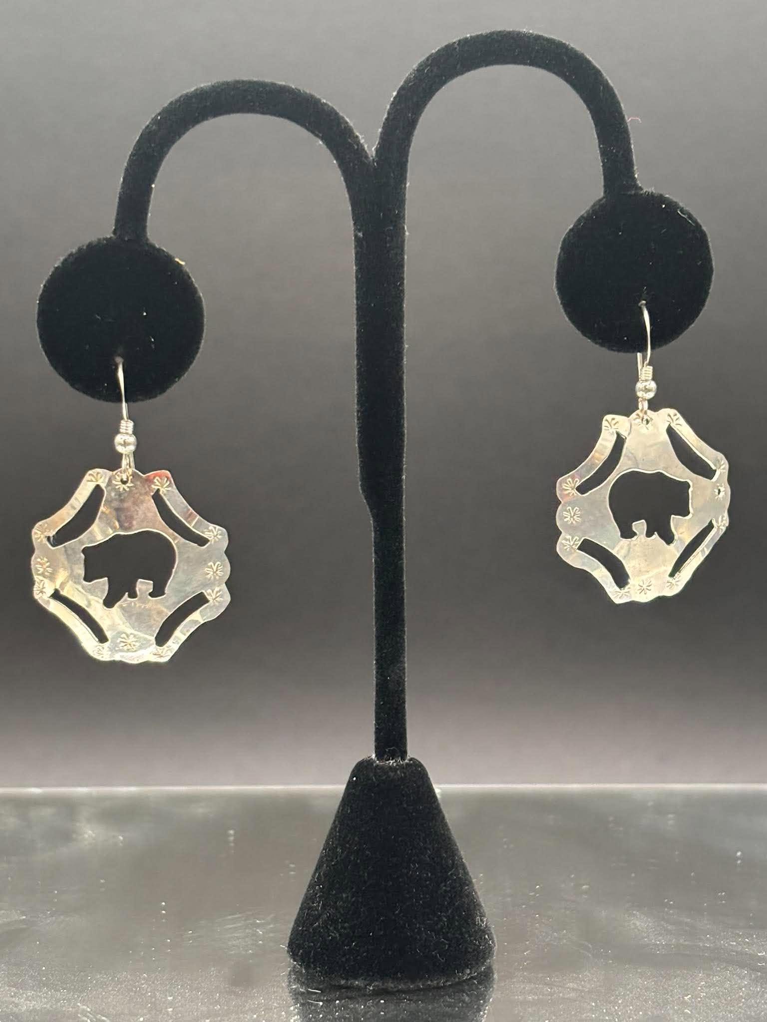 Silver Bear Council Earrings