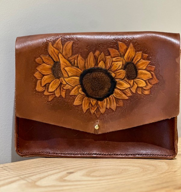 Leather Sunflower Crossbody