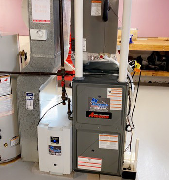 Residential heating unit in basement