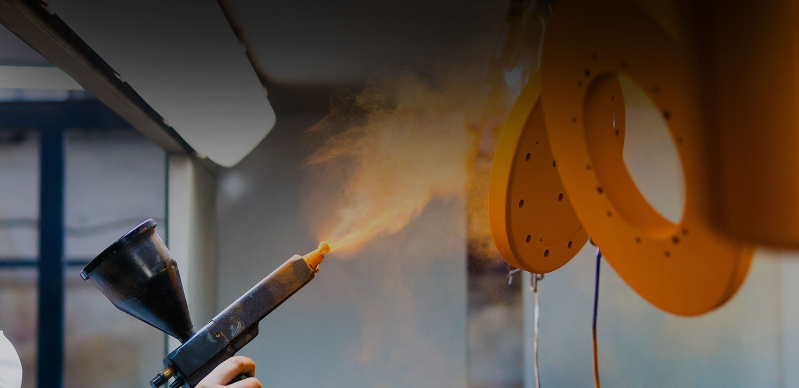 Powder coating splash