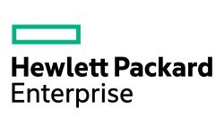 Hewlett Packard Enterprise logo with a green rectangle and black text on a white background.