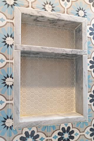 custom tile shower shelf