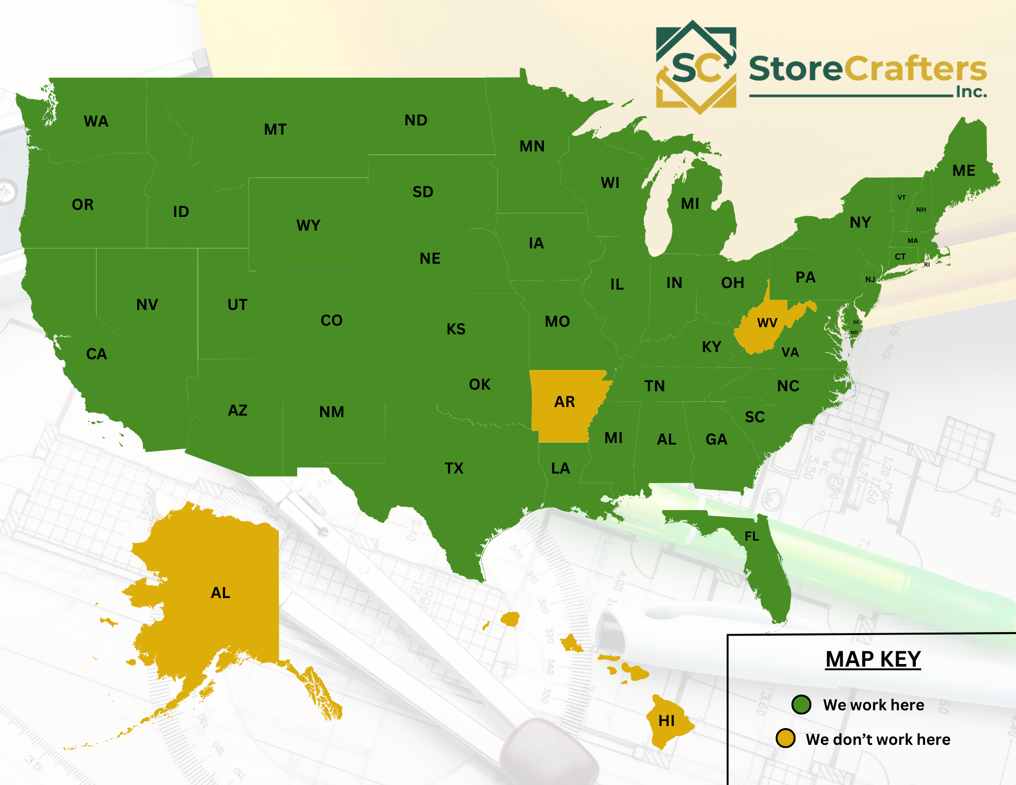 StoreCrafters Where We Work Map