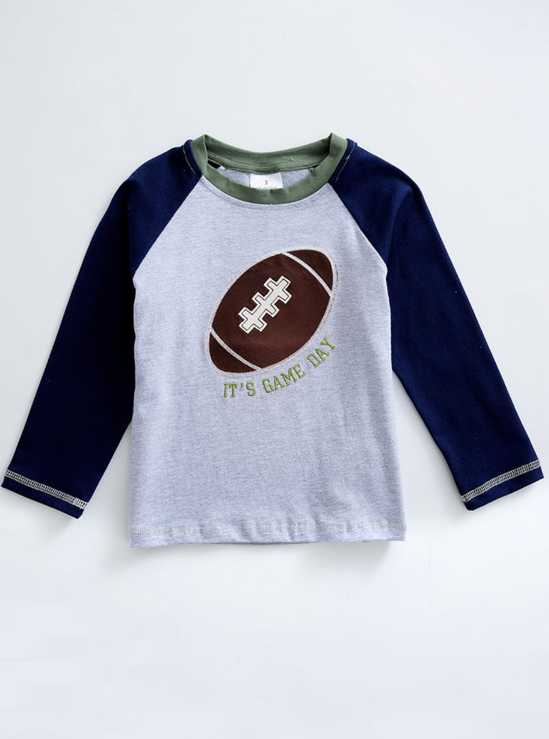 Gray football applique boy shirt