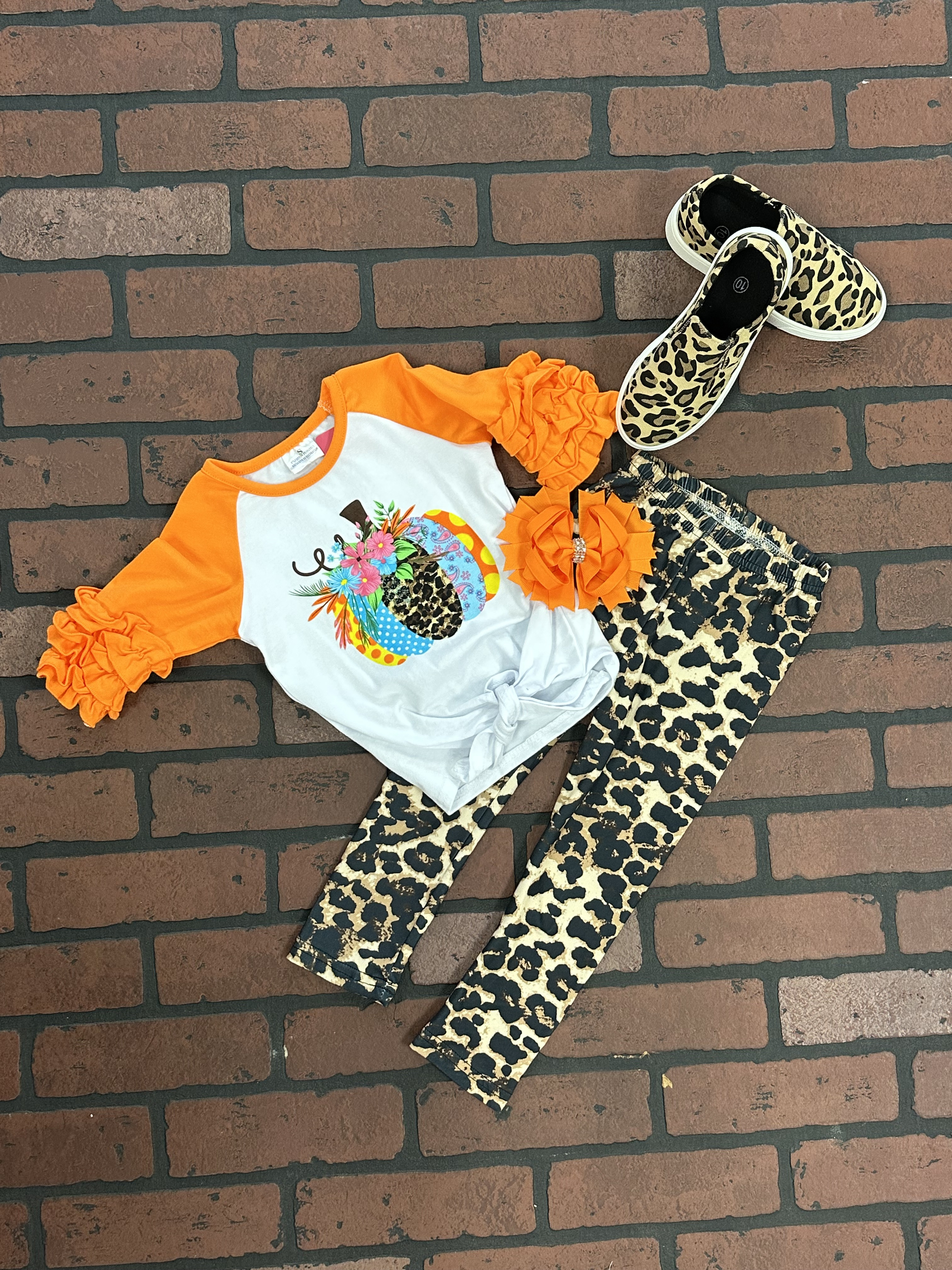 Cheetah and pumpkin 2 pc outfit